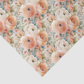 Elegante Perzik Cream Waterverf Bloemen Tissuepapier (Detail)