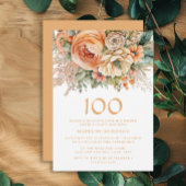 Elegante Perzik Crème Bloemen 100e Verjaardag Kaart