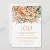 Elegante Perzik Crème Bloemen 100e Verjaardag Kaart (Voorkant)