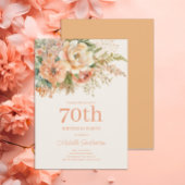 Elegante Perzik Crème Bloemen 70e Verjaardag Kaart