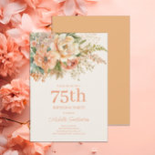 Elegante Perzik Crème Bloemen 75e Verjaardag Kaart