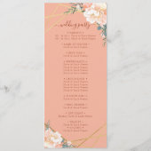 Elegante Perzik Crème Bloemen Goud Terracotta Brui Programmakaart (Achterkant)