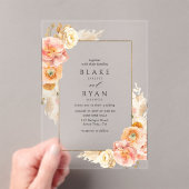 Elegante perzik, crème en gele bloemen bruiloft acryl uitnodigingen (Insitu (Draagbaar))