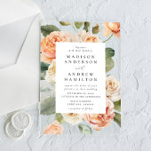 Elegante Perzik en Cream Roos Bruiloft Acryl Uitnodigingen