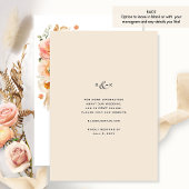 Elegante perzik en crème delicate bloemenbruiloft kaart