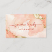 Elegante perzik en gouden chique Waterverf Visitekaartje (Voorkant)