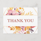 Elegante Perzik en Gouden Huwelijk Dank u Briefkaart (Voorkant)
