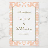 Elegante Perzik en Gouden Mini Wijn Labels Etiket (Enkel label)