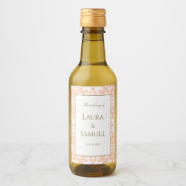 Elegante Perzik en Gouden Mini Wijn Labels Etiket