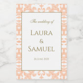 Elegante Perzik en Gouden Mini Wijn Labels Wijn Etiket (Enkel label)