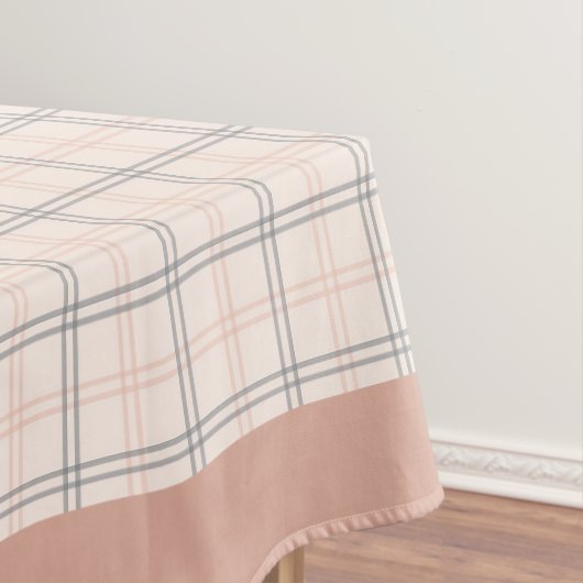 Elegante perzik en grijs geblokt tafelkleed (Voorbeeld)