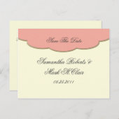 Elegante perzik en ivoor slaan de datum op aankondigingskaart (Voorkant / Achterkant)