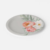 Elegante perzik en ivoor Waterverf Bloemen Papieren Bordje (Gekanteld)