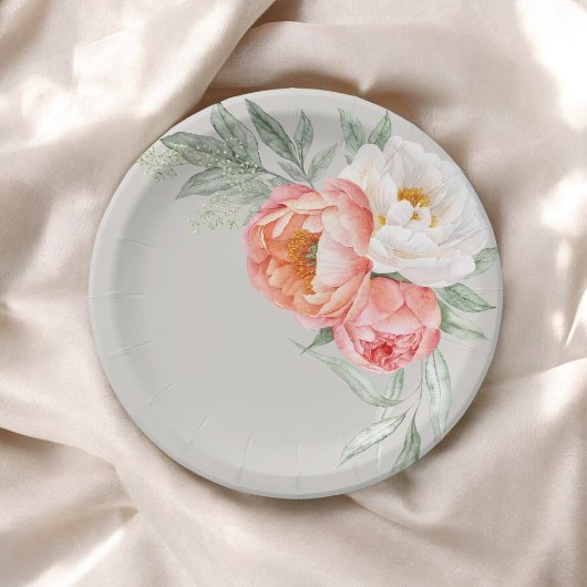 Elegante perzik en ivoor Waterverf Bloemen Papieren Bordje