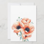 Elegante perzik en koraal papaver bloemenbruiloft kaart (Achterkant)