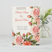 Elegante perzik- en rode bloemen bruiloftsinvatie (Staand voorkant)