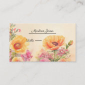 Elegante perzik en roze bloemen bruiloft plaatskaartje (Voorkant)