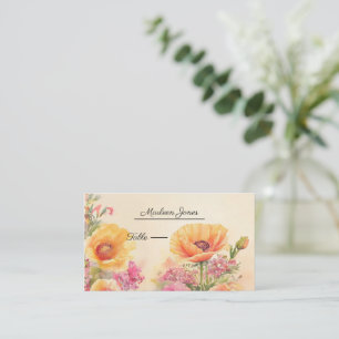 Elegante perzik en roze bloemen bruiloft plaatskaartje