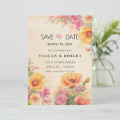 Elegante perzik en roze Waterverf Save The Date (Staand voorkant)