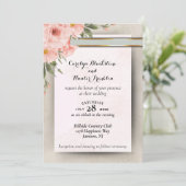 Elegante perzik en salie groene bruiloft uitnodigi save the date (Staand voorkant)