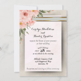 Elegante perzik en salie groene bruiloft uitnodigi save the date