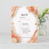 Elegante perzik- en witte bloemenbruiloft RSVP kaa (Staand voorkant)