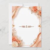 Elegante perzik- en witte bloemenbruiloft RSVP kaa (Achterkant)