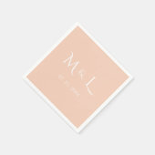 Elegante perzik en witte monogram & datum bruiloft servet (Hoek)