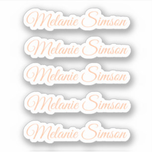 Elegante perzik fuzz script gepersonaliseerde naam sticker