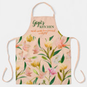 Elegante Perzik Gigis Keuken Lente Bloemen Patroon Schort (Voorkant)