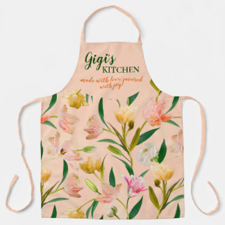 Elegante Perzik Gigis Keuken Lente Bloemen Patroon Schort