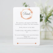 Elegante Perzik Glans Bruiloft Script Calligrafie Informatiekaartje (Staand voorkant)