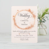 Elegante Perzik Glans Bruiloft Script Calligrafie Kaart (Staand voorkant)
