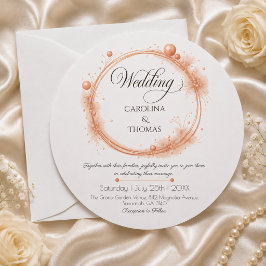 Elegante Perzik Glans Bruiloft Script Calligrafie Kaart