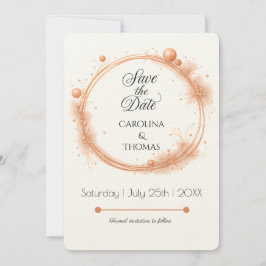 Elegante Perzik Glans Bruiloft Script Calligrafie Save The Date
