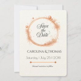 Elegante Perzik Glans Bruiloft Script Calligrafie Save The Date