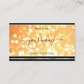 Elegante perzik glitter Initialen zwart zilveren r Visitekaartje (Voorkant)