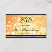 Elegante perzik glitter monogram zwart zilveren ra visitekaartje (Voorkant)