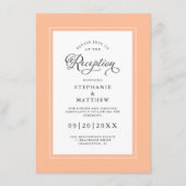 Elegante perzik grens bruiloft receptie kalligrafi informatiekaartje (Voorkant)