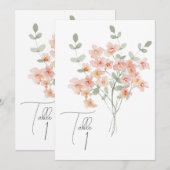 Elegante Perzik & Groene Waterverf Bloemen Programmakaart (Voorkant / Achterkant)
