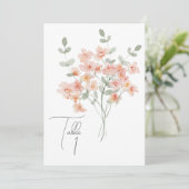 Elegante Perzik & Groene Waterverf Bloemen Programmakaart (Staand voorkant)