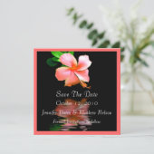 Elegante Perzik Hibiscus Save the Date Aankondigin (Staand voorkant)