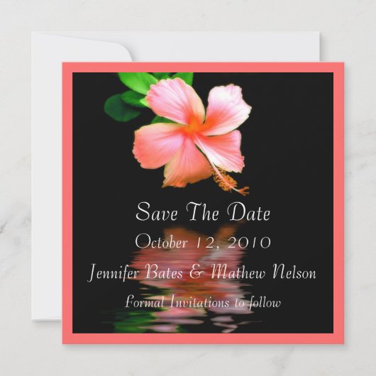 Elegante Perzik Hibiscus Save the Date Aankondigin (Voorkant)