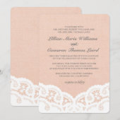 Elegante Perzik Kant Bruiloft Uitnodiging (Voorkant / Achterkant)