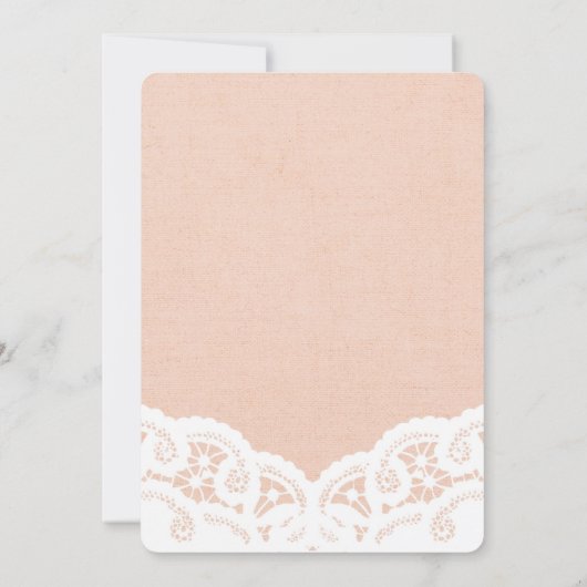 Elegante Perzik Kant Bruiloft Uitnodiging (Achterkant)