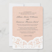 Elegante Perzik Kant Bruiloft Uitnodiging (Voorkant)