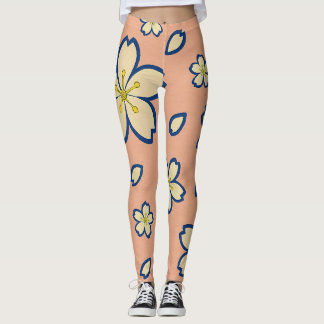 Elegante Perzik Kimono – Traditioneel Japans Bloem Leggings