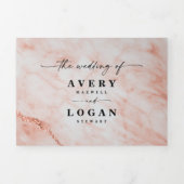 Elegante perzik kopermarmer met Folie bruiloft Drieluik Uitnodiging (Cover)