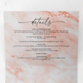 Elegante perzik kopermarmer met Folie bruiloft Drieluik Uitnodiging (Binnenzijde eerst)