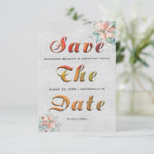 Elegante Perzik Koraal Bloemen Boeket Bruiloft Save The Date (Staand voorkant)